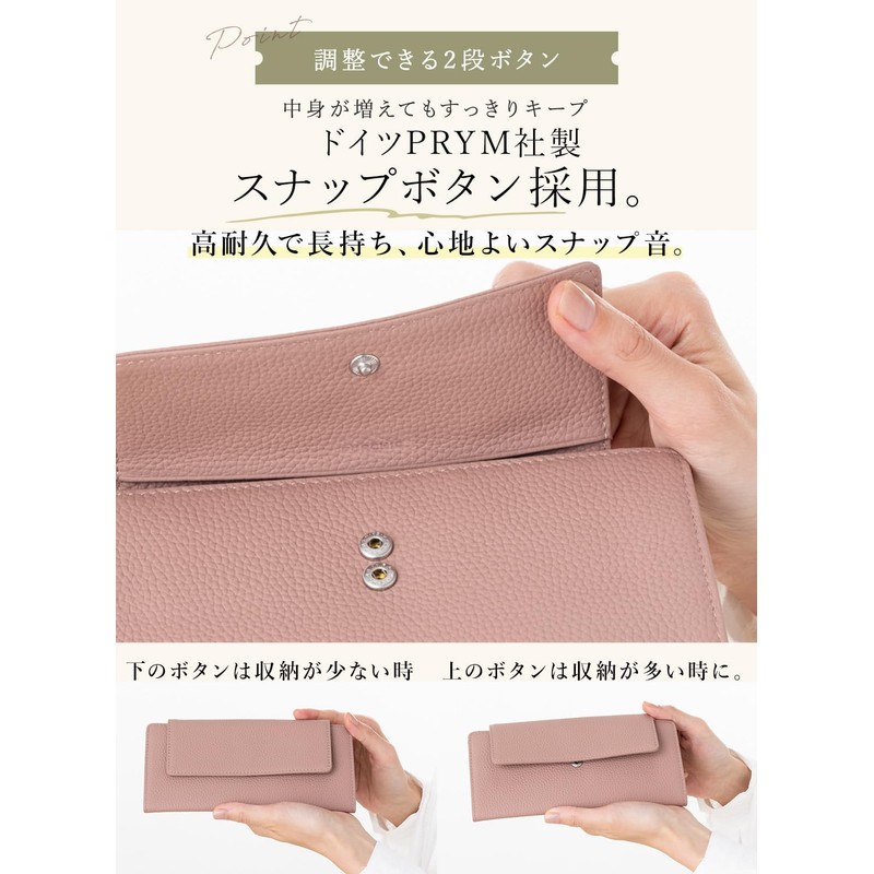 PURCHIC Women's Long Wallet, Genuine Leather, Thin, Lightweight, Slim, Thin,