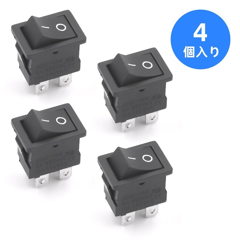 KKLM DPSTボートロッカースイッチ ボートカーマリン用トグルスイッチ 4ピン AC 250V 6A 125V 10A ON/OFF