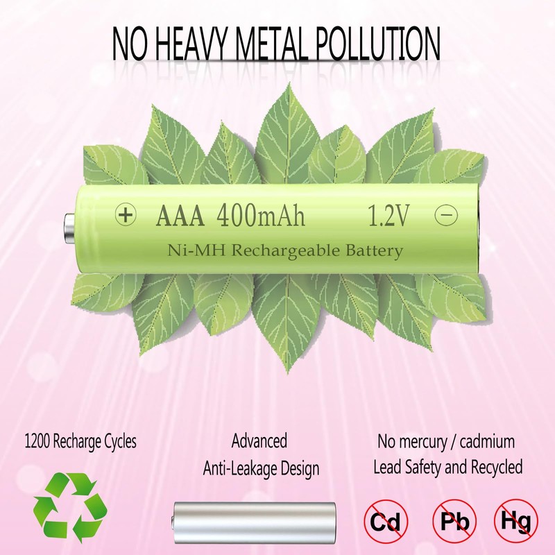 1.2V AAA 400mAh Ni-MH Rechargable Batteries, Triple A Rechargeable 1.2