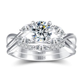 Moissanite Wedding Rings for Women, Silver, Moissanite