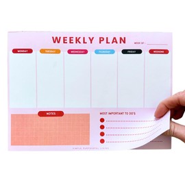 Simple Purposeful Living Weekly Planner Notepad – Undated Tear-Off To-Do List Pad, Weekly Desk Calendar Organizer, Task Planner for Work, Productivity & Time Management, 50 Weekly Planning Sheets
