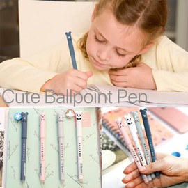 Erasable Gel Ink Pens Cute Cartoon Cat Pig Bear Panda Animal Pen Ballpoint 0.35mm Black Gel Ink Pens Rollerball Pens Friction Pens for Student Kids Gift School Stationery Office Supplies (Pack of 26)