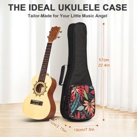 Colorful Ukulele Bag with Adjustable Shoulder Strap and Comfortable Carry Handle, Thick Padding and Reinforced Zipper, flowers, Flowers