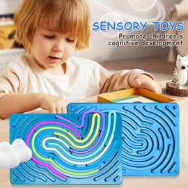 pclapora Sensory Activity Board, Sensory Toy, Sensory Toy Activity Board with 11 Counting Rods and Travel Bags, Double-Sided Activity Board for Children from 3 Years and Adults