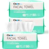 Cleon Cleansing Towels, Facial Towels, 80 Sheets x 3 Packs, 7.9 x 7.9 inches (200 x 200 mm), Large, Extra Thick, Natural Material, Suitable for Sensitive Skin|Wet & Dry Hygienic