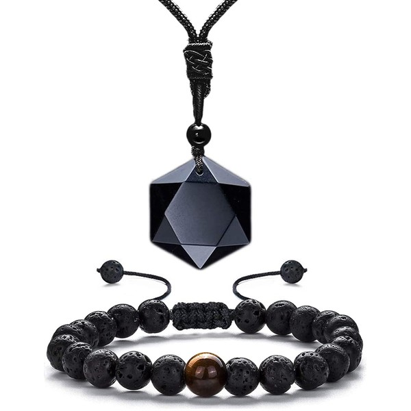 (Healing Crystals Set) 7 Chakra Necklace & Chakra Energy Bracelet,