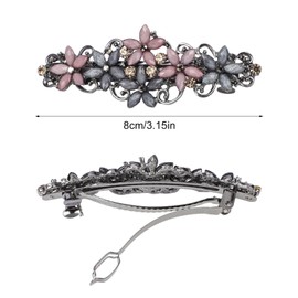 Pack of 3 Elegant Hair Clips for Women Girls, Sparkling Fashion Exquisite Flower Crystal Hair Clips (Pink and Dark Blue/Black and Dark Blue/Grey and Grey)