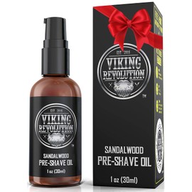 Viking Revolution Sandalwood Pre-Shave Oil for Men - Smooth, Irritation-Free Shave, 1 Fl Oz - All Skin Types