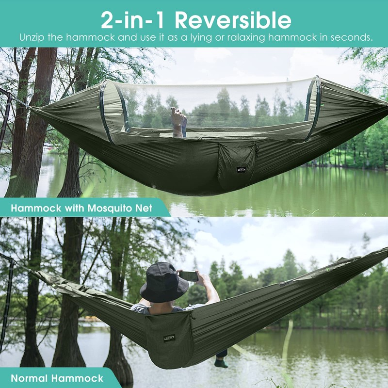 G4Free Large Camping Hammock with Mosquito Net 2 Person Pop-up