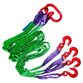 SENKEYFE Four Leg Bridle Web Sling 7ft 6600lbs Lifting Slings with G80 Alloy Steel Grab Hooks Light Weight and Flexible Capacity Lifting Straps for Hoist Safe Towing and Handling of Cargo