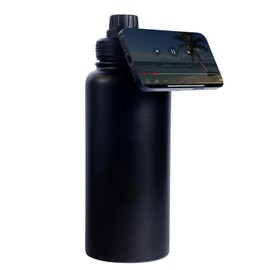 FRENCH LLAMA | Termo Acero Inoxidable Porta Celular | Doble pared | Mantiene bebidas frías y calientes por 6 horas | Soporte para celular | Termo con imán para teléfono | Mod. CG0004 | Color Negro