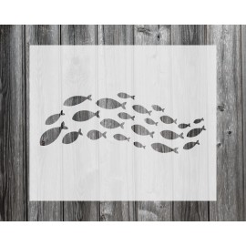 Stencil Space School Of Fish Stencil, Reusable Mylar Craft Stencil, 393 - 8x10 inch stencil