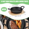 Nuogo 6 Sets Mini Cast Iron Sizzler Plates Skillet with