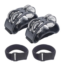 Cheerock 2Pcs Foot Tambourine Set with Adjustable Magic Tape Straps, Foot Shaker Percussion Instrument with Silver Steel Jingle Bells, Fits All Foot Sizes, Ideal for Guitar Drum Playing and Dancing