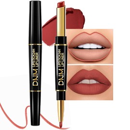 evpct 1Pcs Light Brown Lip Liner and Lipstick Set Kit for Women DNM Matte Lips Kit with Lip Liner Lip Stains Long Lasting Waterproof 24 Hour Lipstick and Lip Liners Combo Lipliners Pencil Set 10#