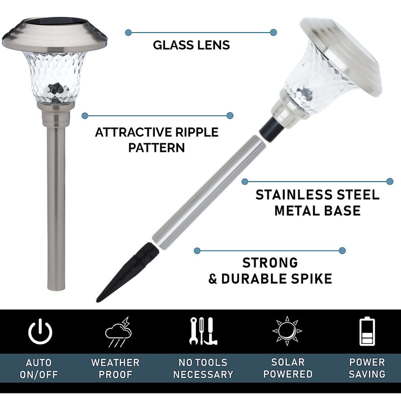Morvat LED Solar Powered Outdoor Landscape Path Lights with Stainless