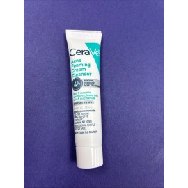 Cerave NEW CeraVe Acne Foaming Cream Cleanser 4% Benzoyl Peroxide .34 fl oz Sample Size