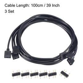 uxcell ARGB Shunt Cable 3P Connector for 5050 3528 LED 1 to 1 Female 100cm 3 Set