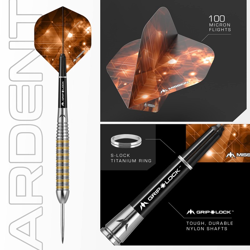 Mission Darts D5414 Ardent | 24g Professional Steel Tip Darts