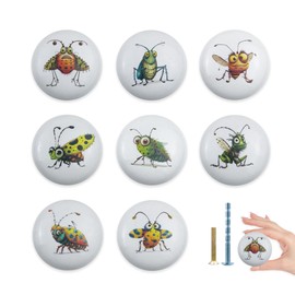 JamJam 1.5" 8 PCS Insect Cicada Cabinet Ceramics Drawer Knob Beetle Kid Room Door Dresser Drawer Knobs Pulls Furniture Decro