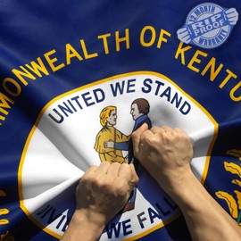 Anley Rip-Proof Double Sided 3-Ply Kentucky State Flag 3x5 Foot - Vivid Color, Canvas Header and Wrinkle Resistant - The Strongest, Longest Lasting Kentucky KY Flags 3 X 5 Ft