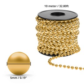 Belle Vous Christmas Bead Garland - 10m Gold Xmas Bead Chain for Table Decorations and Christmas Tree Decorations, Jewellery Making, DIY Art & Craft & Party Decor