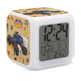 XUWU Truck Alarm Clock for Kids Boy Girl 7 LED Color Changing Wake Up Clock Home Decor Bedroom Digital with Temperature Display