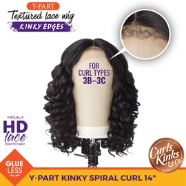 Sensationnel Kinky Edge Y-Part Lace Wigs - ypart kinky spiral curl 14-inch glueless synthetic wig - CKCO Kinky Edge Y-Part Kinky Spiral Curl 14 Inch (HL34/51)