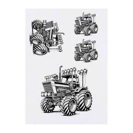 4 x 'Monster Truck Tractor' Temporary Tattoos - Water Resistant, Skin-Safe, Non-Toxic Transfers, Mixed Sizes (TO00083296)