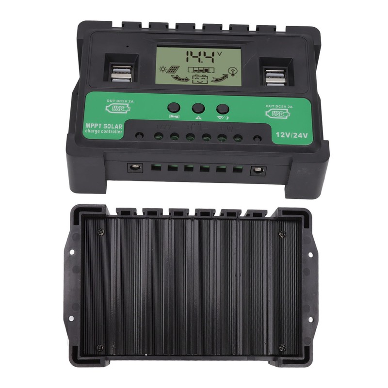 Solar Controller 12V 24V Charge Discharge PV Regulator LCD Display