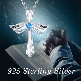 Palpitate Angel Necklaces for Women Sterling Silver Cross Necklace Angle Wing Necklace Wing Necklace Birthday Gifts for Women