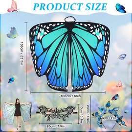 LGZIN Butterfly Costume Women, Butterfly Costume Adults, Butterfly Wings Cape with Butterfly Headband Face Mask, Colourful Butterfly Cape for Carnival, Fancy Dress, Theme Party