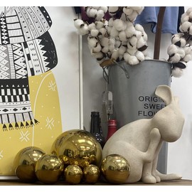 Semeid Shiny Decorative Balls Set, Stainless Steel Gazing Ball Decorative Orbs Ball Sculpture Decor for Centerpiece Cabinet Bar Shelves (Gold-6PCS)