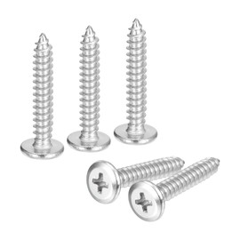 sourcing map M5x30mm Flat Head Phillips Drive Self Tapping Screws, 304 Stainless Steel Cross Drive Fastener Screws, Silver, Pack of 25