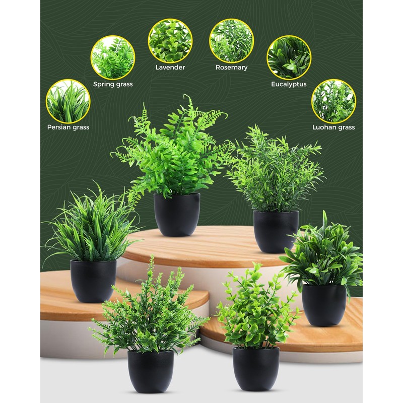 Clearain Fake Plants 6 Packs Artificial Plants Small Faux Plants