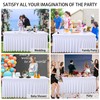 Besutolife White Spandex Tablecloths Wedding Table Skirt for Rectangle Tables