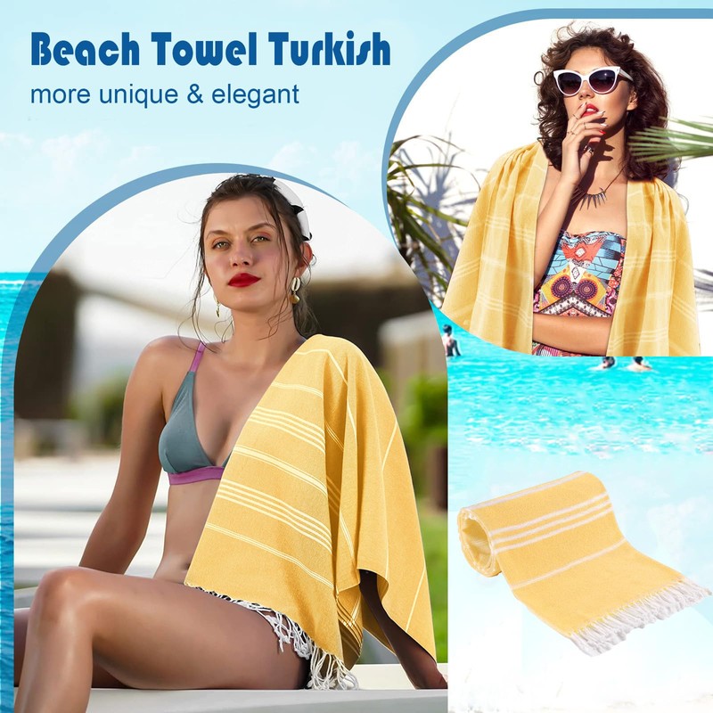 BonGu Turkish Beach Towel,180x90cm Oversized Turkish Cotton with Travel Bag