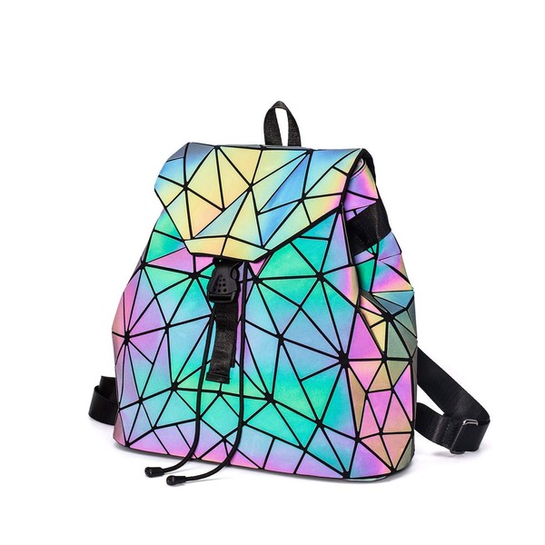 Geometric Backpack Luminous Backpacks Holographic Reflective Bag Lumikay Bags Irredescent Rucksack Rainbow 01