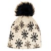 Snowflake Beanies Tuque with Rhinestones and Pompoms, White Hat Black