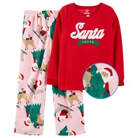 Carter's Girls' 2-Piece Snug Fit Cotton and Fleece Pajamas (US, Age, 2 Years, Santa Squad Pink/Fleece)