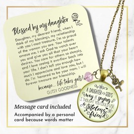 Mother Necklace Daughter is God's Way Lifelong Friend Faith Jewelry