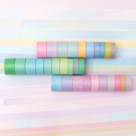 MAGLITT Basic Washi Tape Set 30 Rolls Solid Colors Grid Decorative Tapes Pack for Journals, Planners, Scrapbooking, Gift Wrapping, DIY Crafts (Solid Colors & Grid)