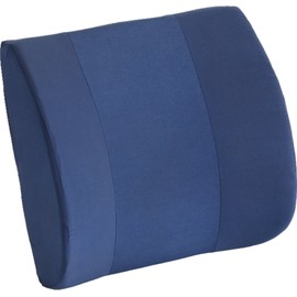 nova Lumbar Back Support Cushion – Contoured High-Density Foam Back Pillow for Office Chair, Car, Plane & Wheelchair – Adjustable Strap, Removable Washable Cover, Navy Blue (14” x 13”)