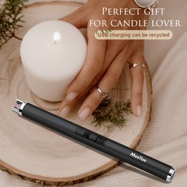MeeToo - Encendedor eléctrico recargable USB tipo C encendedores para velas, barbacoa, camping, fuegos artificiales (negro)