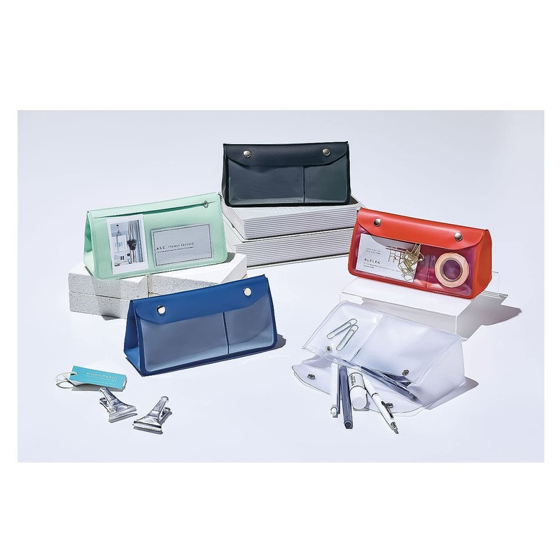 LIHIT LAB A7942-24 Anti-Bacterial PVC Triangle Pen Case, Transparent, Large