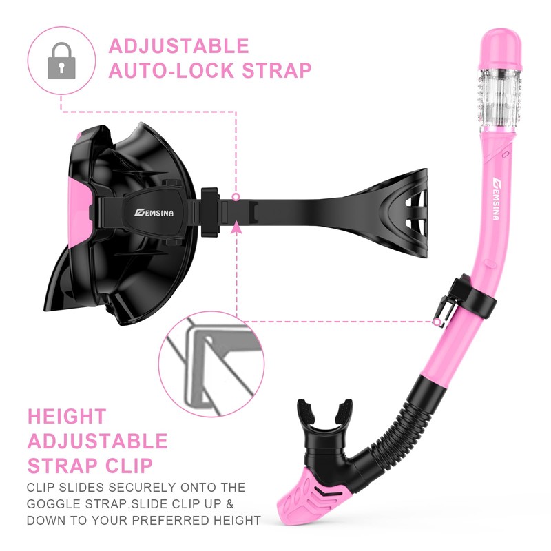 EMSINA Dry Snorkel Set,Panoramic Wide View,Anti-Fog Scuba Diving Mask,Professional Snorkeling