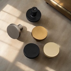 HARPOON Cabinet Knobs,Vintage Round Knob,Modern Pull Drawer Handle Wardrobe,Kitchen Bar Cabinet Hardware 6 Pack,1.26 inch(32mm) Knob Champagne Gold