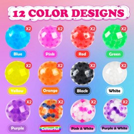 24 Pcs Squishy Toys Animal Stress Reliever Squeeze Toy Set Party Bag Filler Healing Toy Kids Favors Squishy Toys Squeeze Sphere to Relax Pressure Relief Balls for Birthday Gifts, Party Favors, Goodie