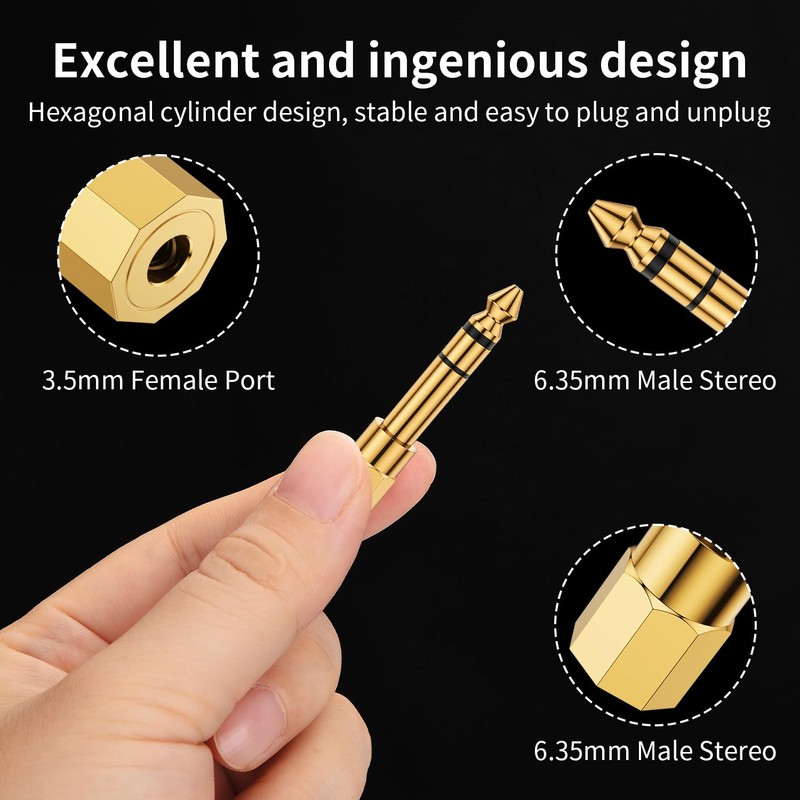 Tomswa 6.35mm to 3.5 mm Adapter,3.5mm Stereo Headphone Adapters for