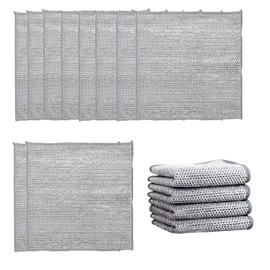 14Pcs Microfiber Cleaning Cloth, Scratch-Resistant Multi-Purpose Metal Wire Dishwashing Rag, Reusable Magnifying Wire Silver Polishing Cloth, Suitable for Cleaning Both Wet and Dry Kitchens